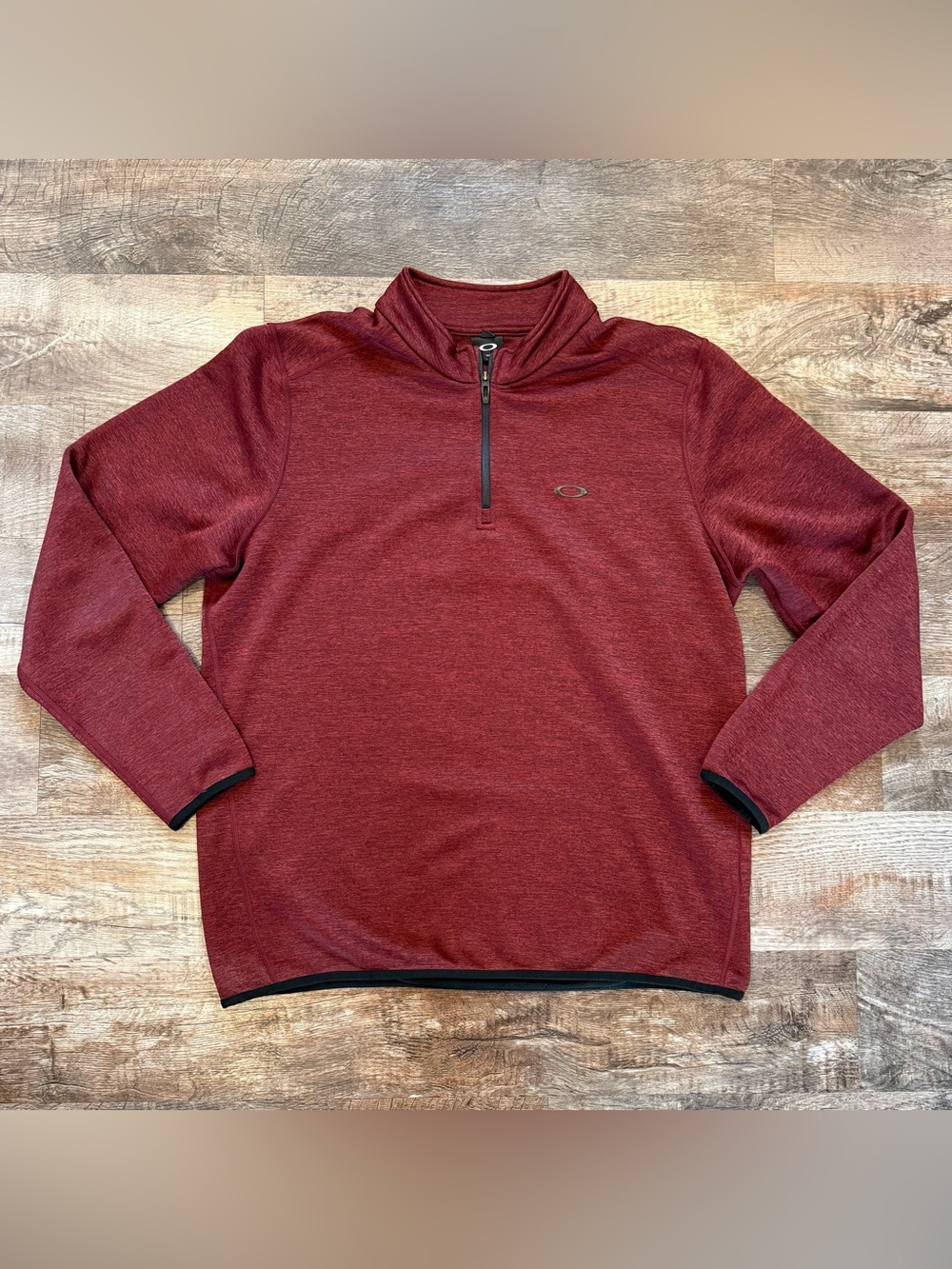 Oakley Mens Maroon Pullover Sweatshirt 1/4 Zip Long Sleeve XL Activewear Golf